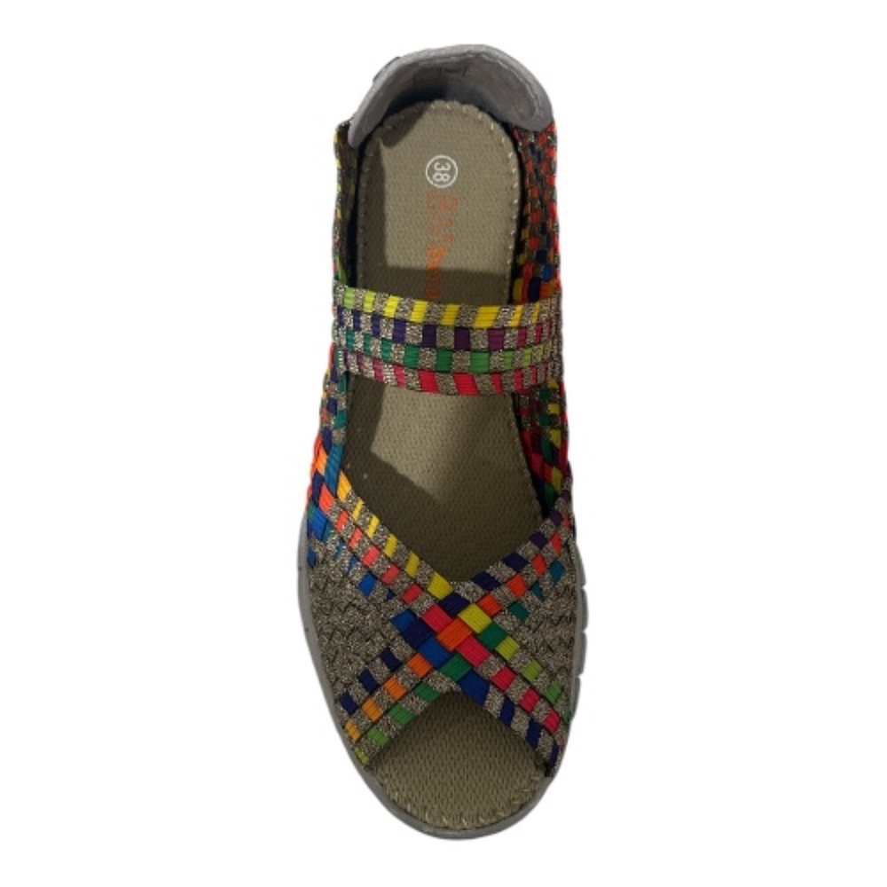 Bernie Mev Comfi Wedge Sandals Bronze Multi Elastic Comfort Lightweight - NWB - Picture 4 of 6